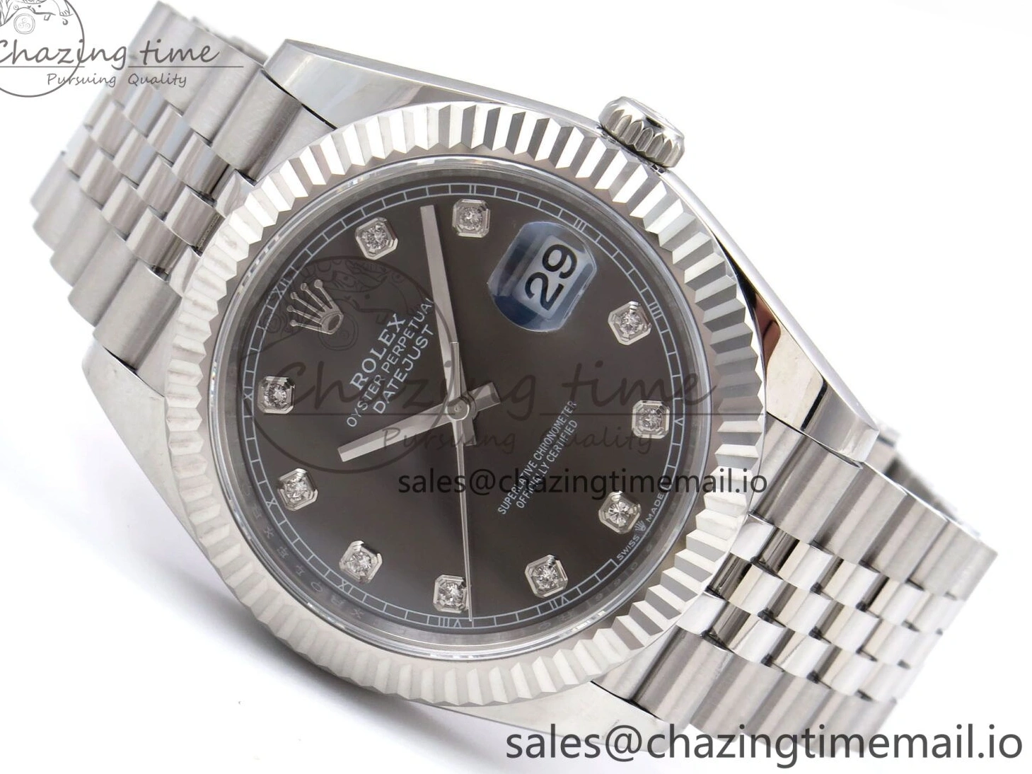 MiroTime 0515 Timeless DateJust 41 126334 EWEF Best Edition Gray Diamonds Dial on Jubilee Bracelet A 1042